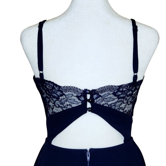 Altar'd State Hampton Skater Dress Navy Open Lace Back Two Tiered Skirt Small - Picture 8 of 13